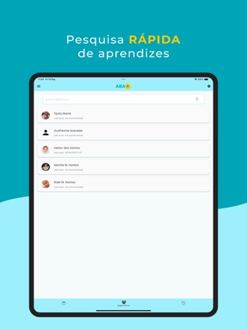 ABA+ Coleta de Dados iPad screenshot