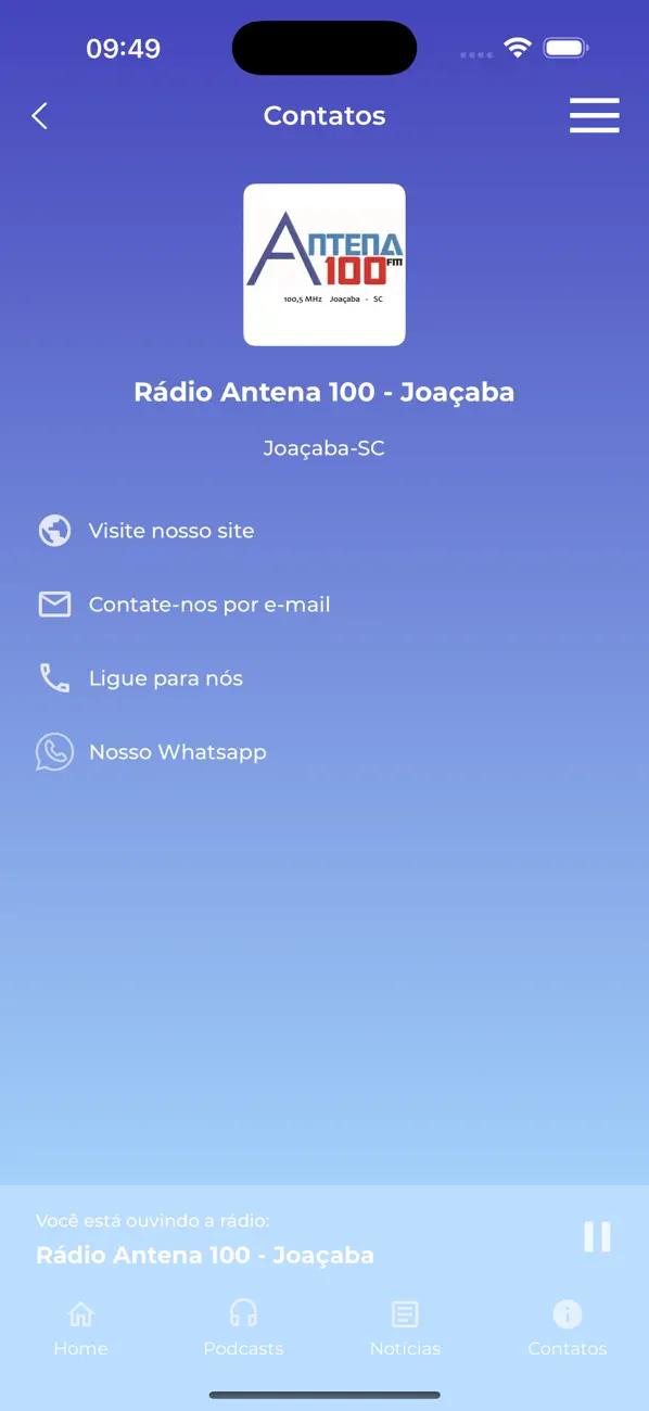 #1. Rádio Antena 100 (iOS) By: RÁDIO SOCIEDADE CATARINENSE LTDA