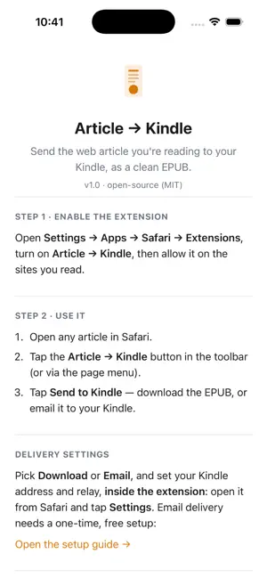 Article to Kindle screenshot 1