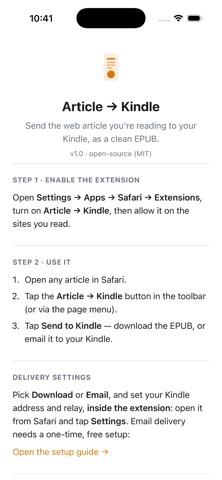 Article to Kindle Screenshot 1 of 3