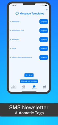 SMS Newsletter: Send bulk sms iPhone screenshot