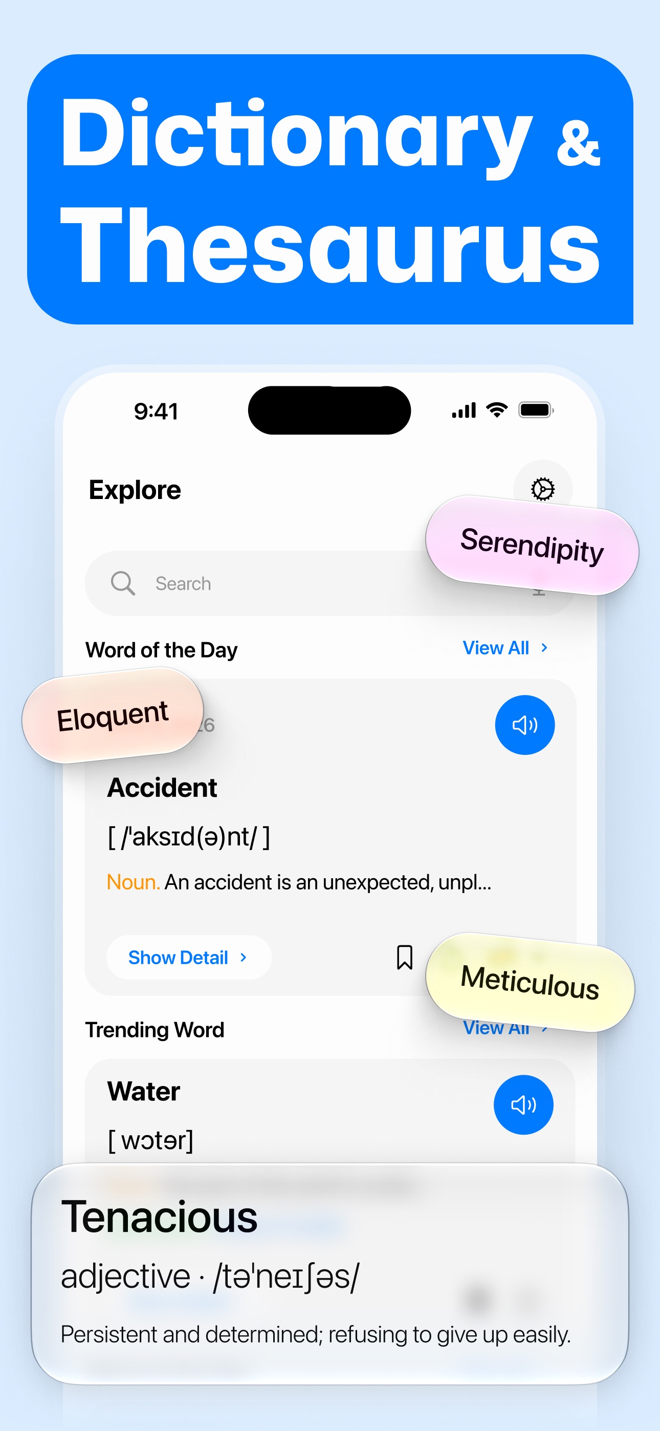 Screenshot 1 of Vocabo: Dictionary & Thesaurus
