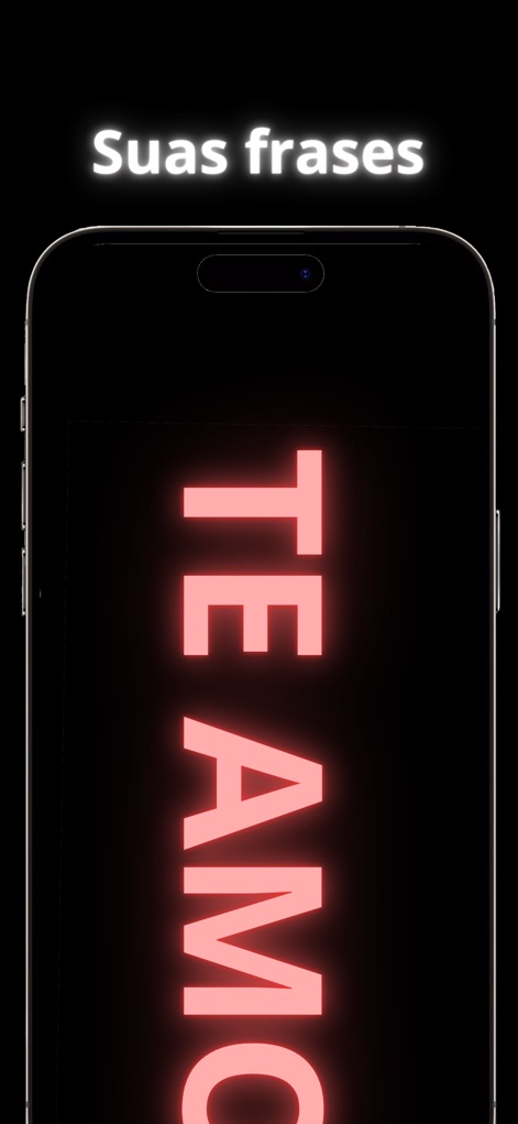 Banner Display App - Nutzer können herzliche Nachrichten wie "TE AMO" in leuchtendem Rot erstellen, wobei die App die Anpassung der Schriftfarbe und die Nutzung eigener Phrasen ermöglicht.
