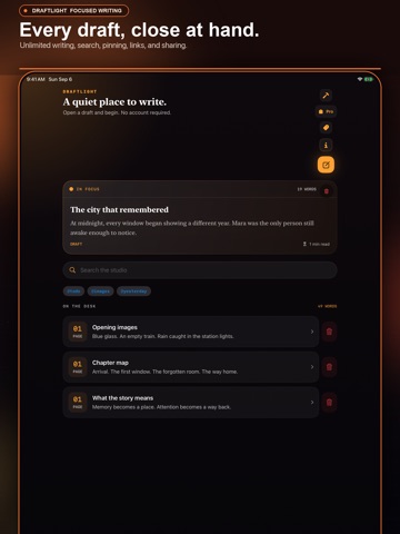 Draft Light: Focused Writing iPad screenshot