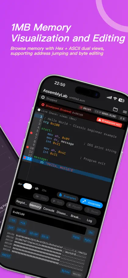 Screenshot 3 di 5 di Assembly Lab: 8086 NASM IDE