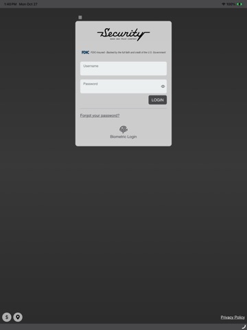 SBT Mobile Banking iPad screenshot