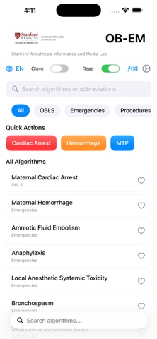 Stanford OB Emergency Manual iPhone screenshot