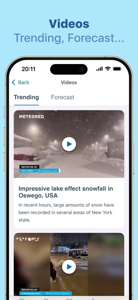 Meteored - Weather Radar - Access a rich collection of weather videos, including trending phenomena and expert forecasts to deepen understanding.