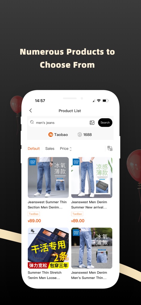 JoyaGoo - View the comprehensive product listing pages, showcasing items from platforms like Taobao and offering easy filtering by sales or price.