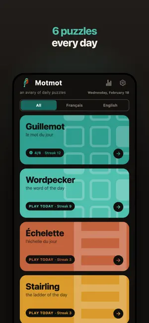 Motmot: Daily Word Puzzles screenshot 1
