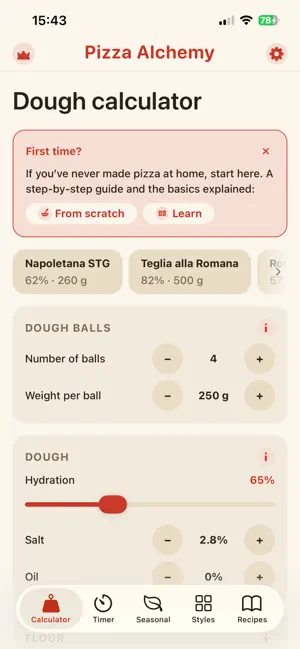 Pizza Alchemy Dough Calculator screenshot 1
