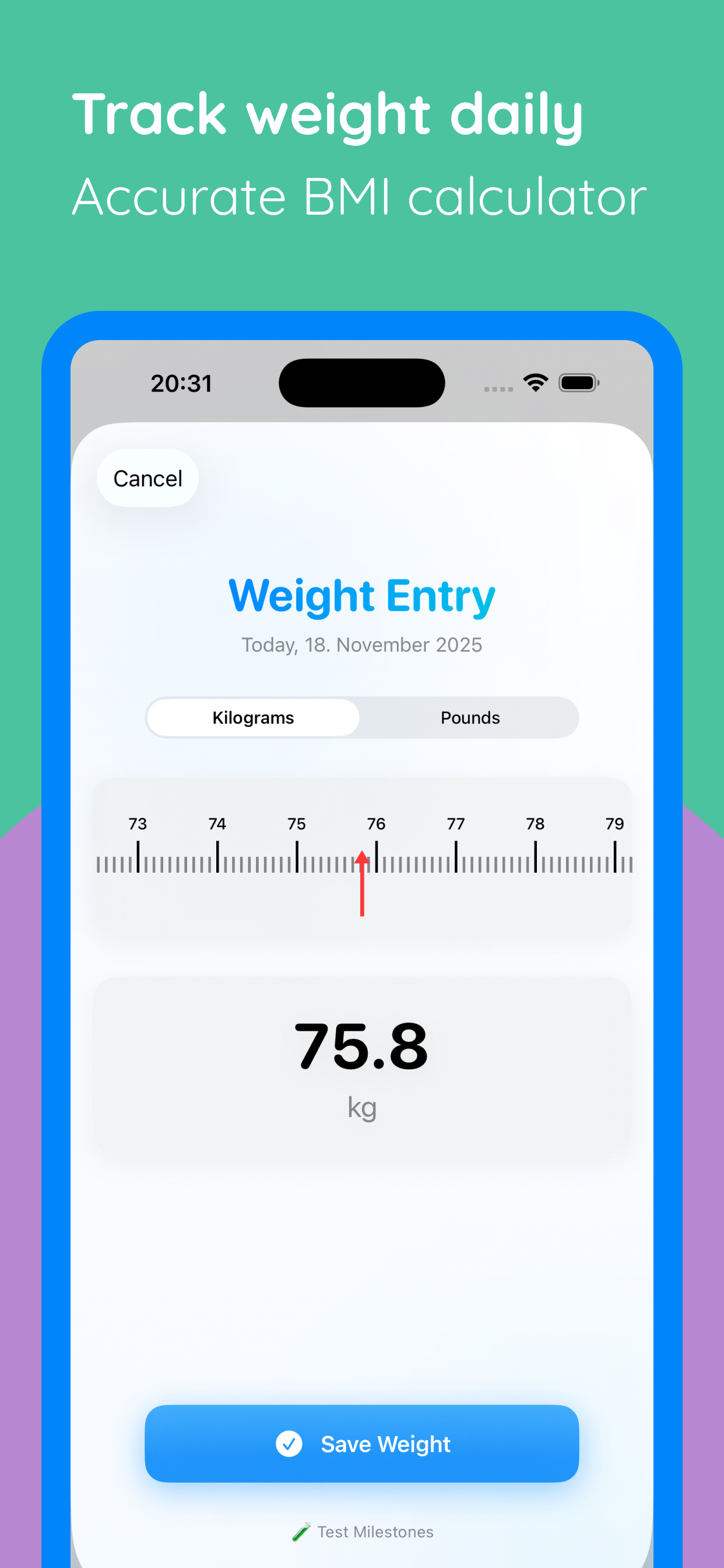 BMI calculator: Weightnote