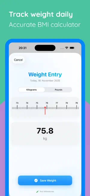BMI calculator: Weightnote screenshot 3