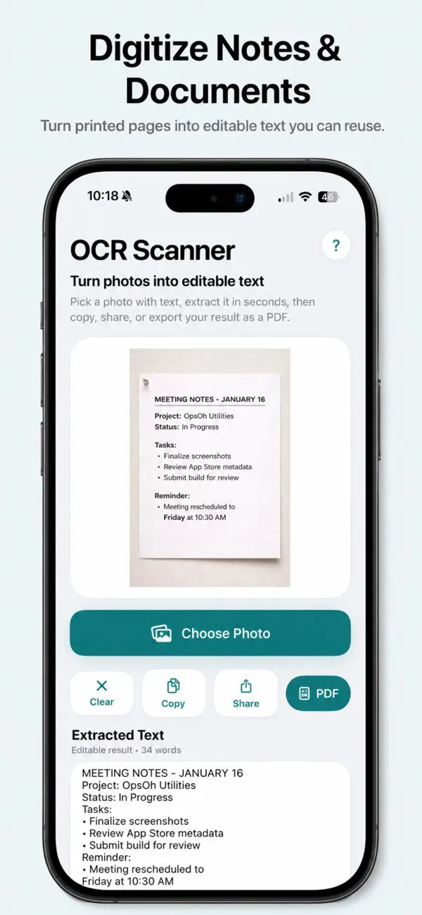 Screenshot #2 pour OCR Scanner - Photo to Text