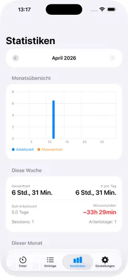 Screenshot von Work Time – Arbeitszeiten auf dem iPhone 2