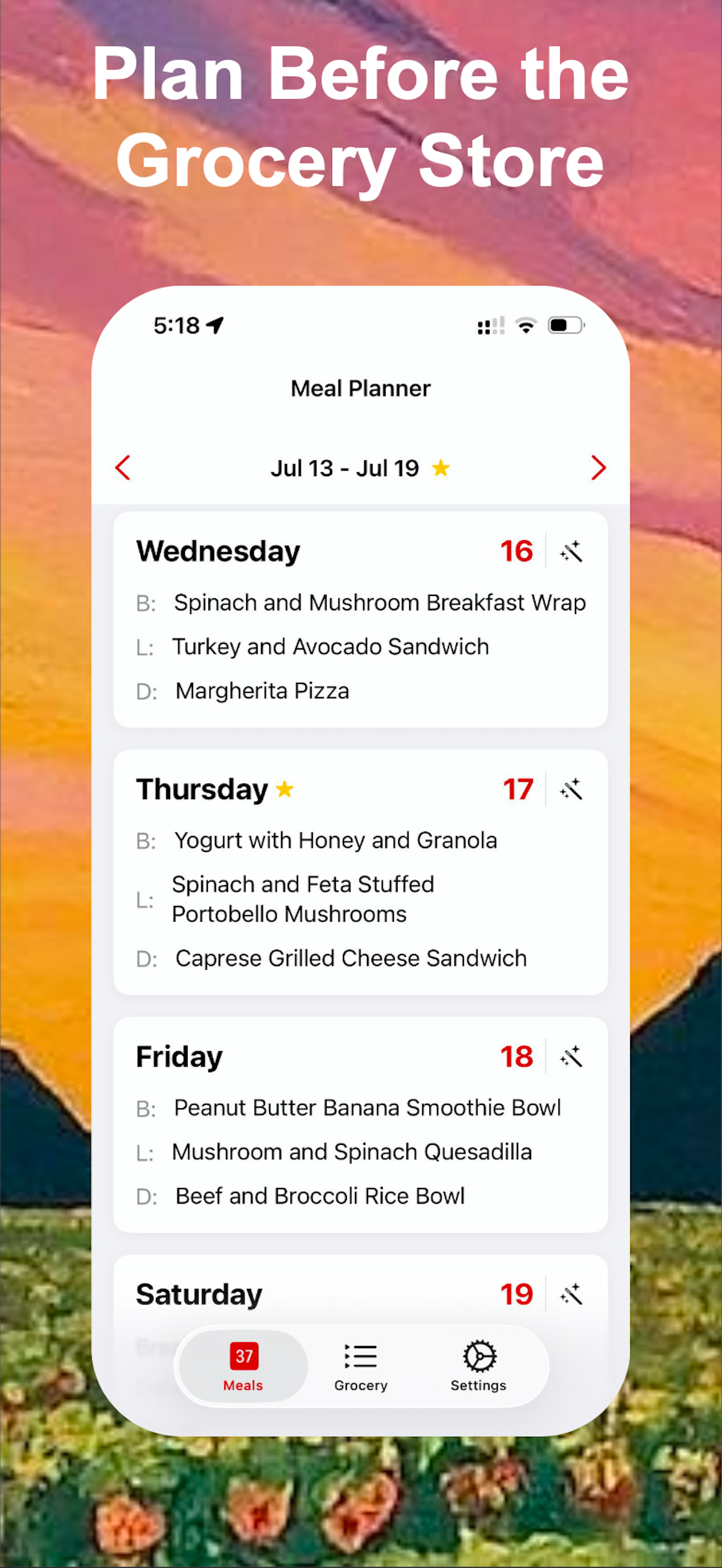 Meal37 - Weekly Meal Planner