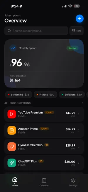 TrakSub - Subscription Tracker screenshot 1