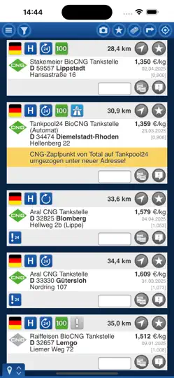 Screenshot von Gibgas CNG-App auf dem iPhone 4