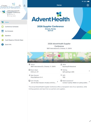 AdventHealth Corporate Events iPad screenshot