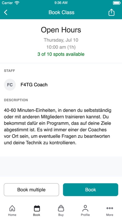 Fit4TheGame Bookings Screenshot