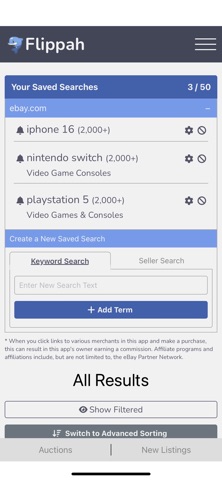 Flippah-Search Alerts For eBay screenshot