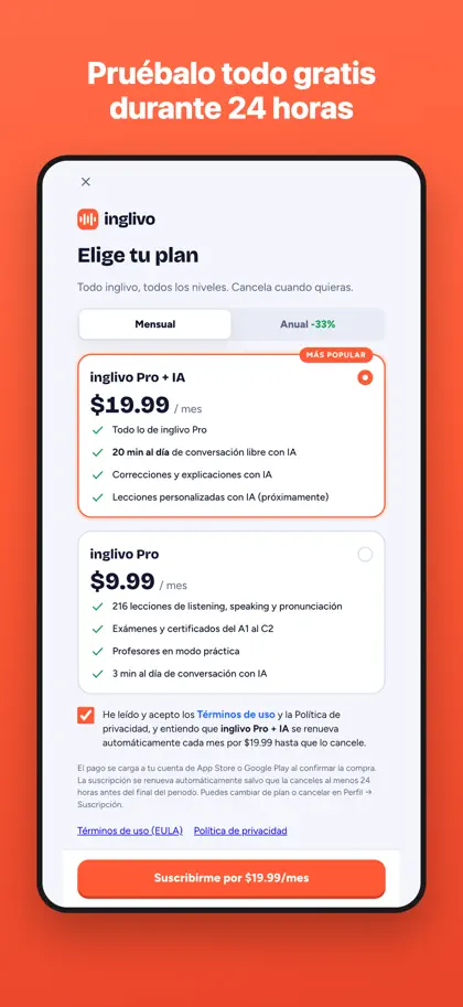 Screenshot 5 von 5 zu inglivo: Habla inglés con IA