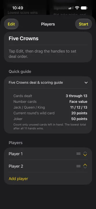 CardGameScore screenshot 3