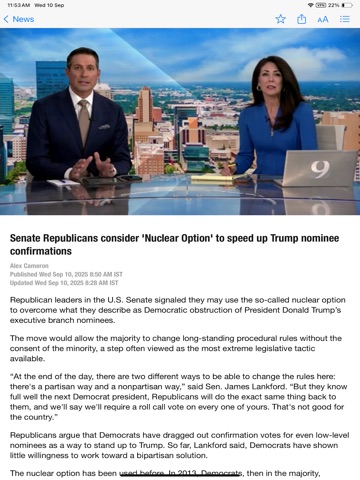 News On 6 iPad screenshot