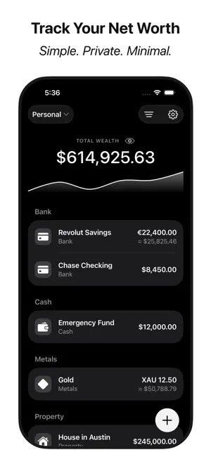 Savely: Simple Net Worth screenshot 1