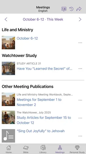 Captura de pantalla de JW Library en iPhone 6