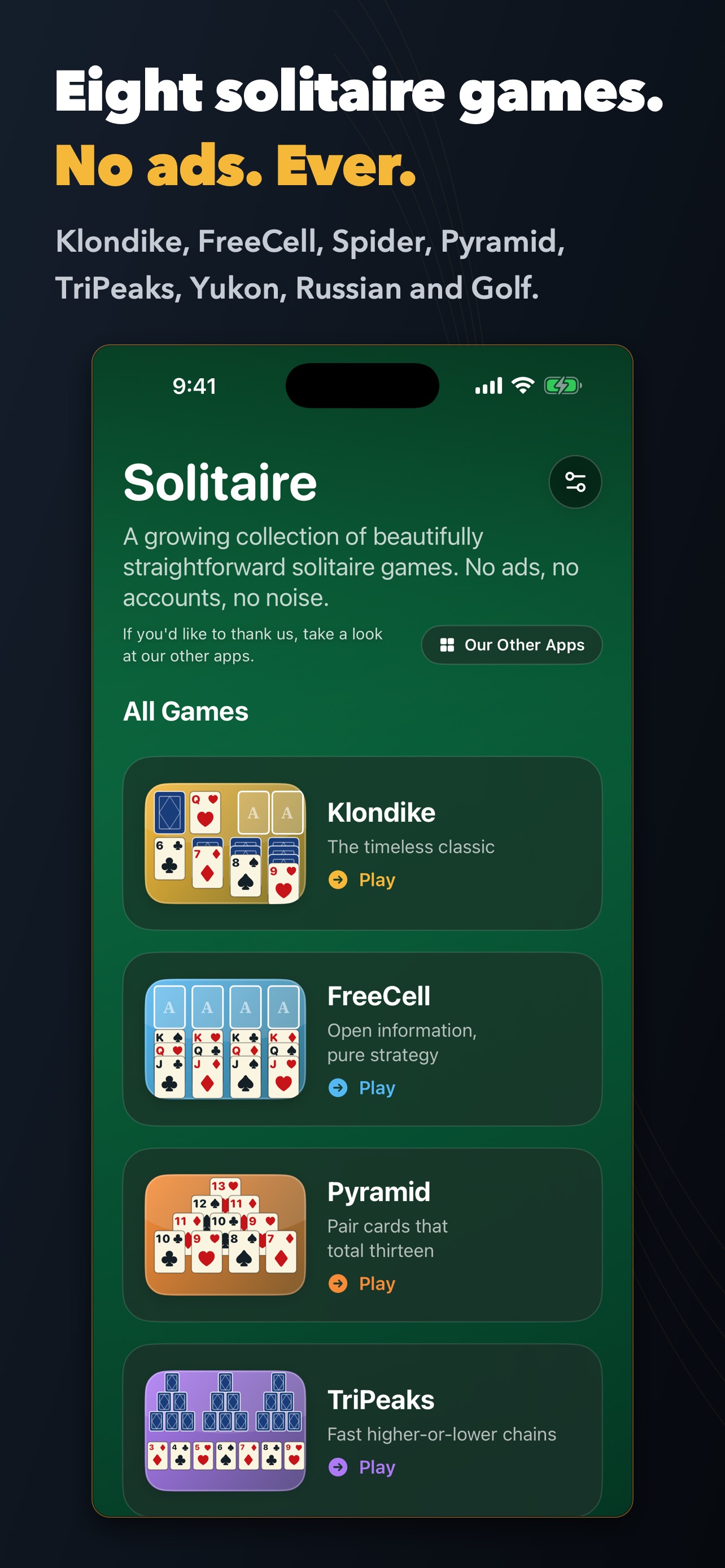 Screenshot 1 of Solitaire: No Ads Card Games