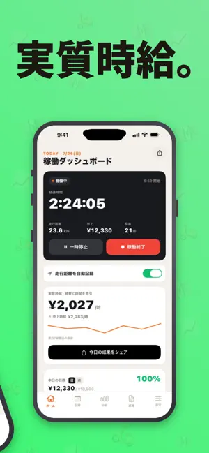 配達ノート - 配達員の実質時給・売上・経費記録 screenshot 3