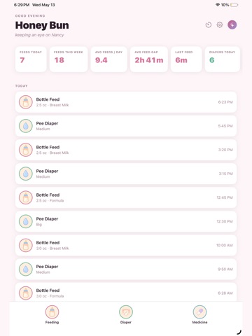 Honey Bun: Baby Tracker iPad screenshot