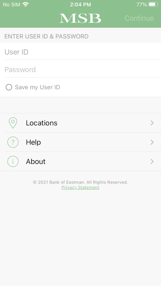 #2. MSB Mobile GA (iOS) 由: Bank of Eastman