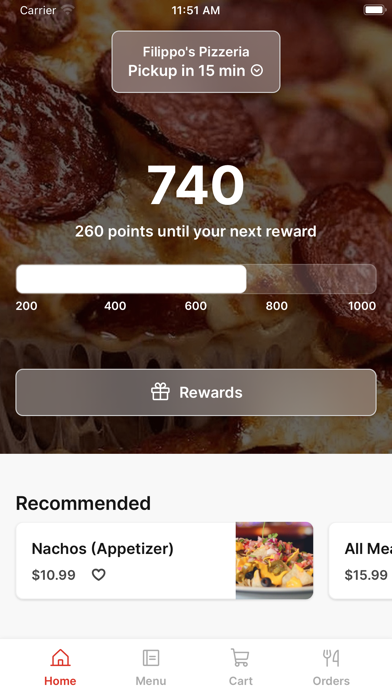 Filippo's Pizzeria iPhone screenshot 1 - Food & Drink app