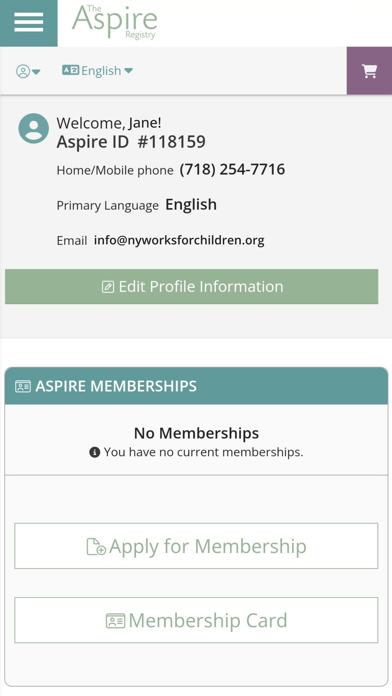 My Aspire Profile Screenshot