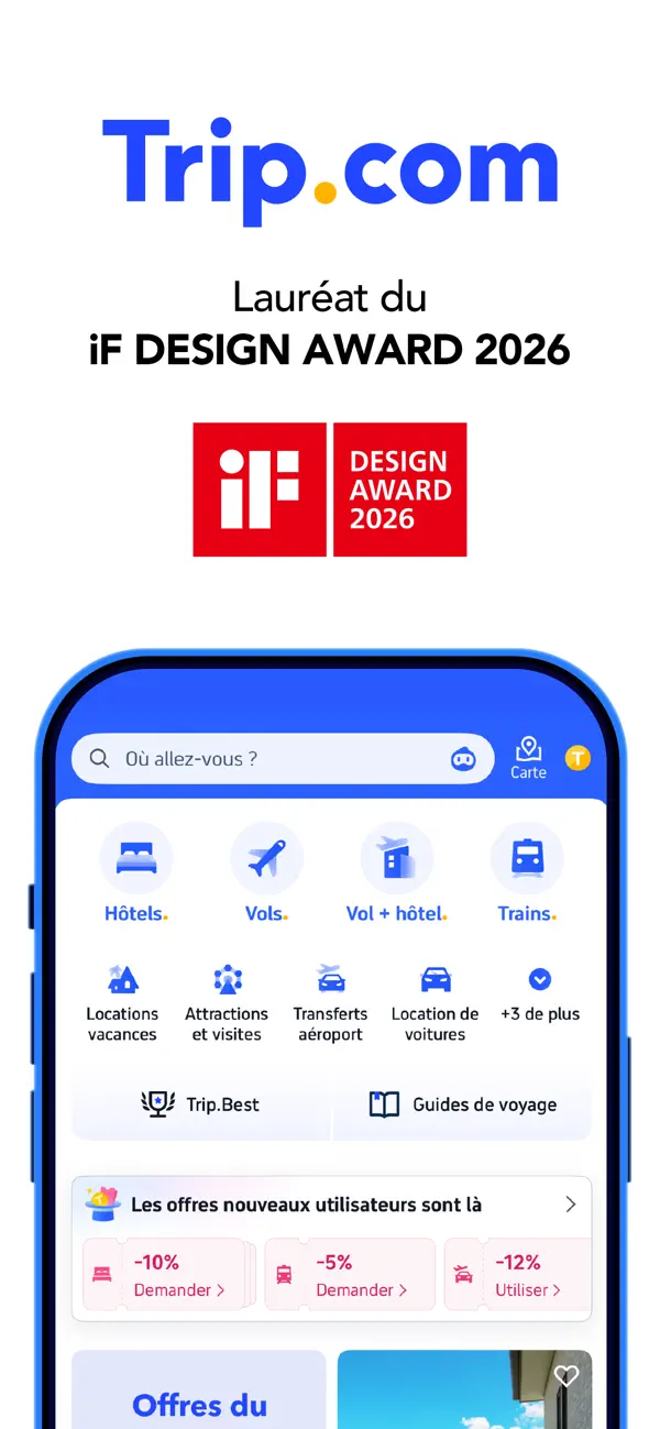 Screenshot #1 pour Trip.com: Vol, Hôtels, Train