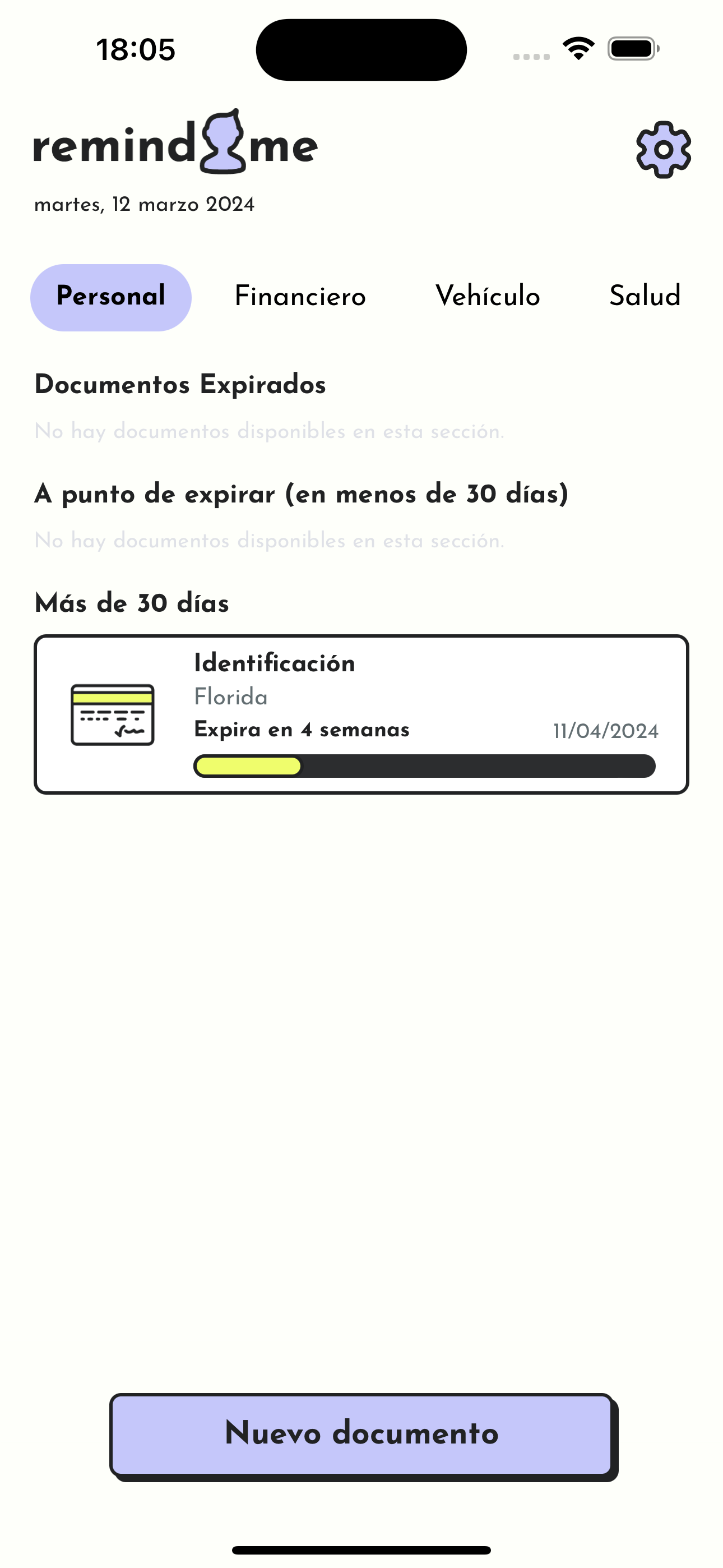 RemindMe Fechas de Documentos