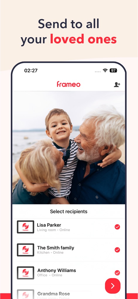 Frameo - Lieblingsmenschen auswählen