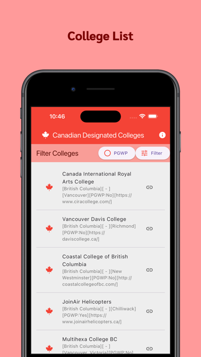 Canadian Designated Colleges Screenshot
