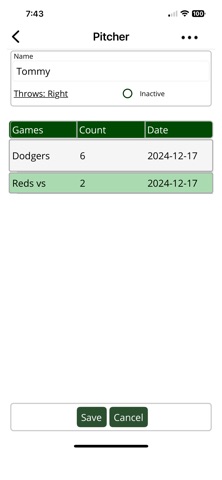 PitchCounter - HardingApps iPhone screenshot