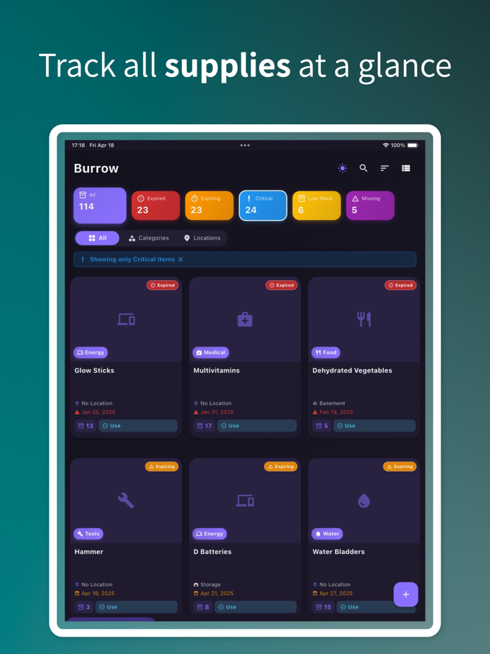 Burrow - Supply Tracker