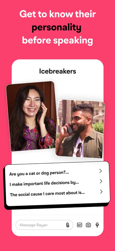Muzz: Where Muslims Marry - Per rompere il ghiaccio, l'app propone domande stimolanti come "Are you a cat or dog person?", offrendo agli utenti spunti unici per iniziare una conversazione significativa.