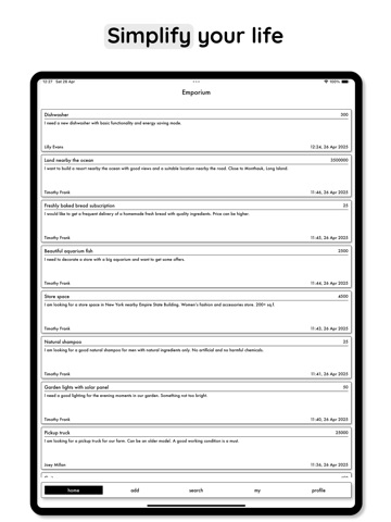 Emporium - list all your needs iPad screenshot