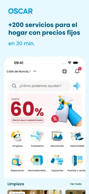 OSCAR: servicios a domicilio iPhone screenshot 1