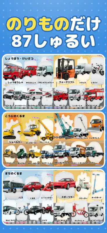 のりものずかん：乗り物図鑑・電車・バス・新幹線・車・幼児知育 screenshot 1 of 10