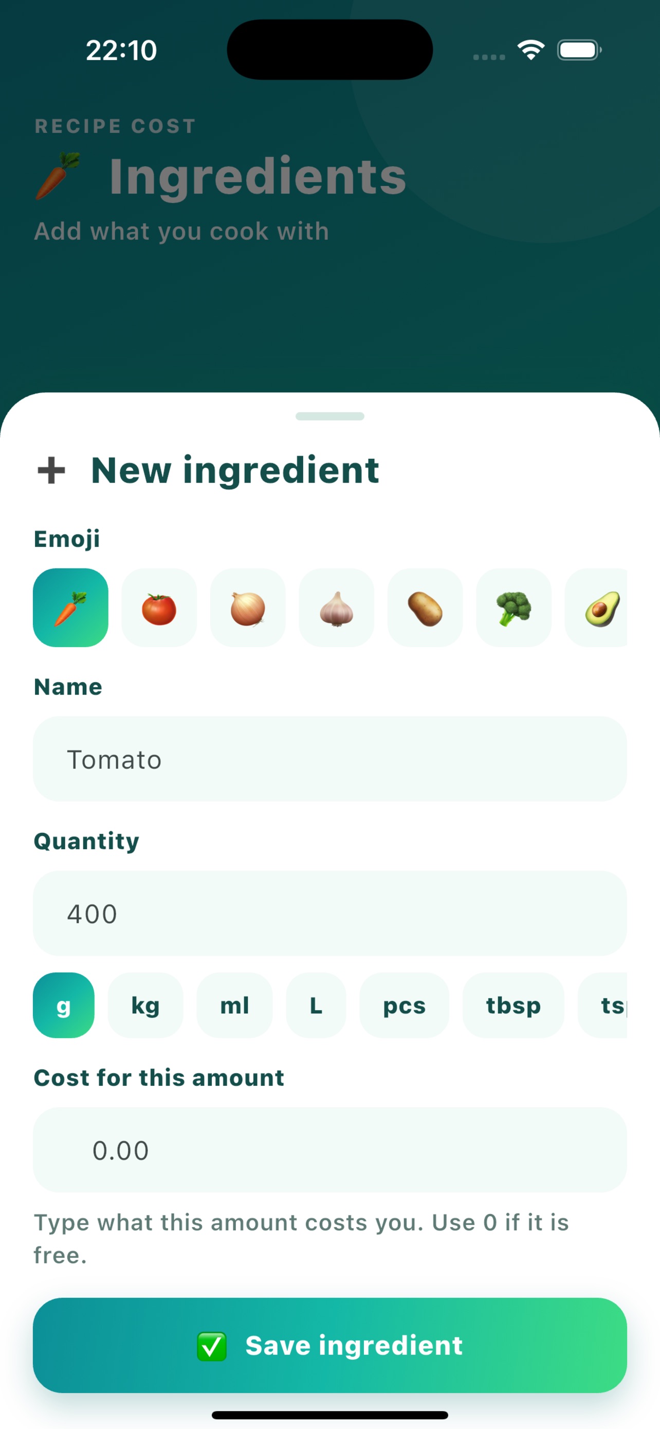 Screenshot 2 of Recipe Cost Pantry