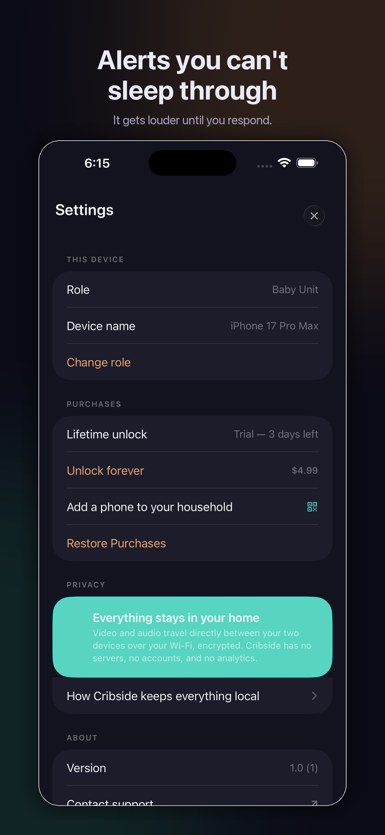Cribside Baby Monitor screenshot 5