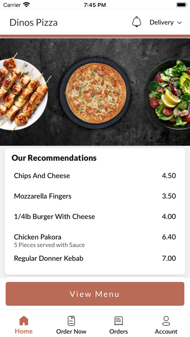 Dinos Pizza Brechin. Screenshot