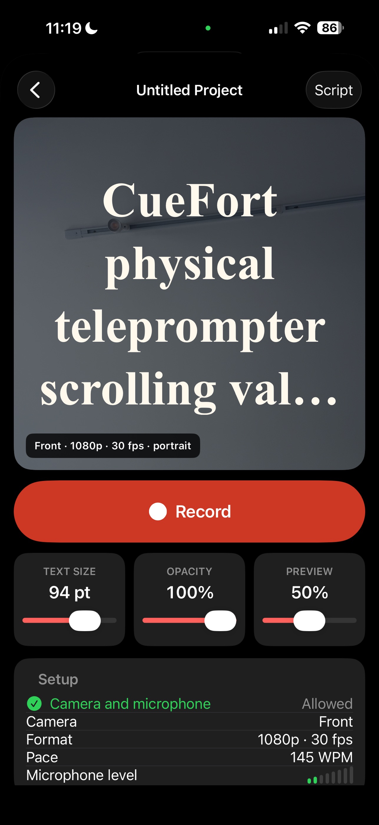 Screenshot 4 of CueFort Teleprompter